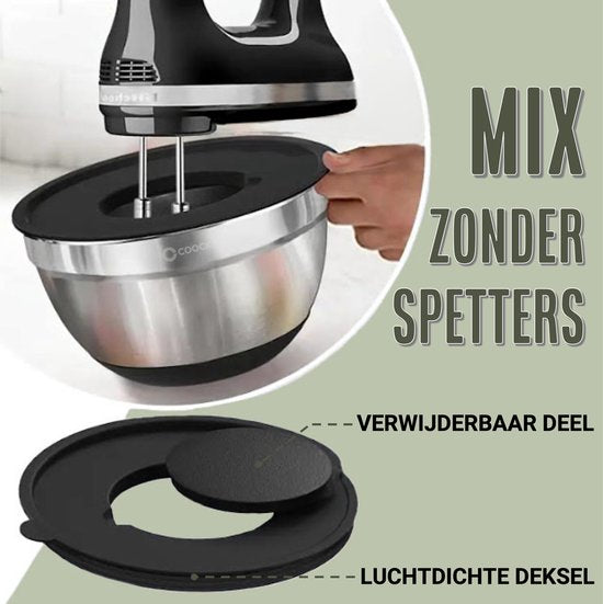 COOCK Edelstahl Rührschüsselset mit Deckel - Bratschüsseln mit Deckel - Vorratsschüssel mit Reibe - Schüssel für Salate & Mischungen - 22-teiliges Set 1