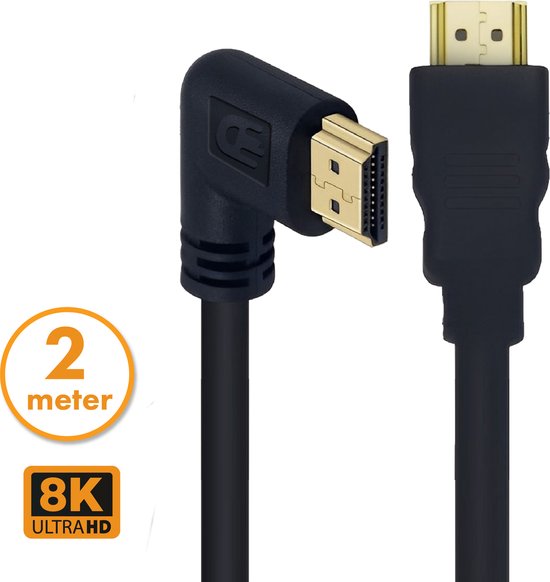 Drivv. HDMI-Kabel 2.1 - gewinkelt - Ultra HD 8K - HDMI zu HDMI - 2 Meter - Schwarz