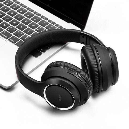 Hoco W28 Schwarz - Bluetooth Kopfhörer Over Ear - Drahtlose Kopfhörer - Kopfhörer mit Mikrofon - Universal - Apple und Android