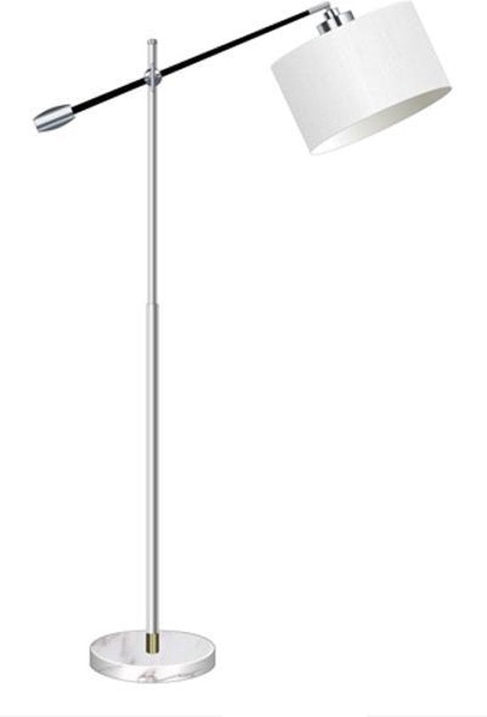 Stehleuchte Bogenlampe verstellbar silber weiß creme lampenschirm