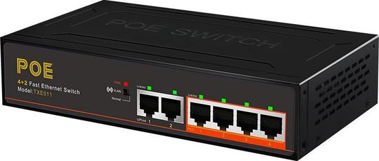 SBVR Netzwerk-Switch - 6 Ports - PoE-Switch - RJ45 Internet-Splitter - 100 Mbps