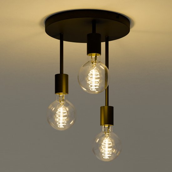 Nolt Ceiling Lamp - Deckenleuchte - 3x E27 Lampe - Industrial - ⌀ 28cm - Schwarz
