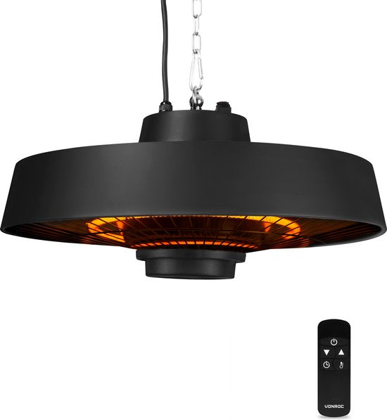 VONROC Atmosphärischer Terrassenstrahler hängend - Vulcano 2000W - Leistungsstarke Infrarotlampe - mit 2 Heizstufen