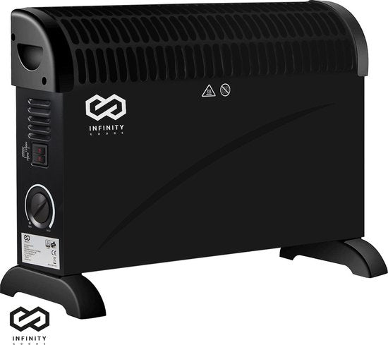 Infinity Goods Elektrische Convector Kachel - 750 / 1500 / 2000W - Verstelbare Thermostaat - Radiatorkachel - Oververhittingsbeveiliging - 35mÂ² - Zwart