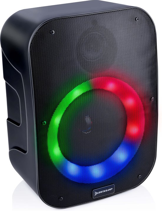 Dunlop Bluetooth-Lautsprecher 20 Watt - 1200 mAh Akku - koppelbar - mit Disco-Licht - Schwarz - 5