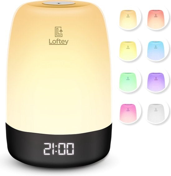 Loftey - Lichtwecker - 5 Naturgeräusche - Snooze-Funktion - Weiß