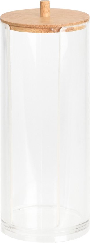 Eleganza Wattepad-Halter - Kunststoff - Bambus - D7 x H19 cm - Watte-Spender