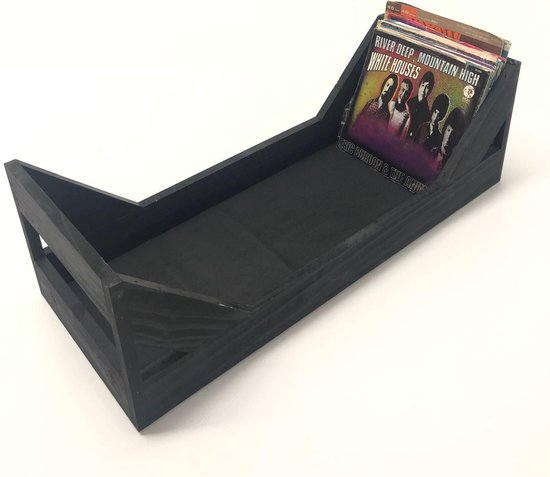 Lagerung LP Vinyl-Schallplatten hölzerne Lagerung Kiste 7-Zoll-Singles - 75 bis 100 Stück - schwarz