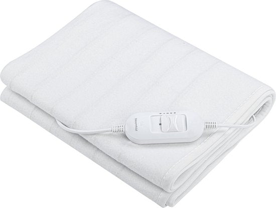 Bloomfold Electric Blanket - 150 x 80 cm - Maschinenwaschbar - 1 Person - 3 Stufen - Wärmedecke - Weiß/Polyester