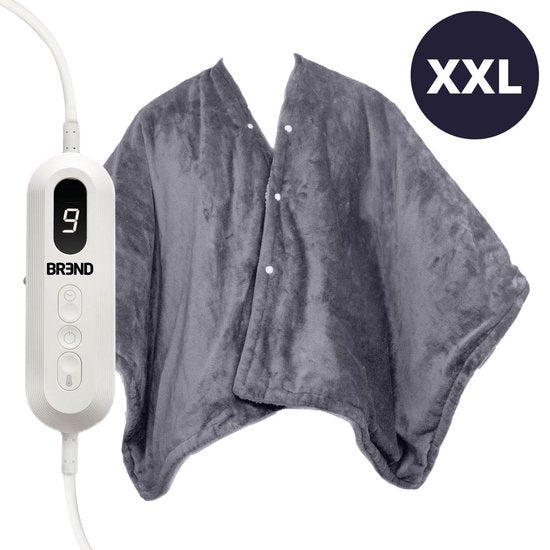 BREND BR-2220 Elektrische Decke und Poncho - Sherpa und Flanell Fleece Plaid - Wärmeumhang - 160 x 130 cm - 9 Temperaturstufen - Anthrazit