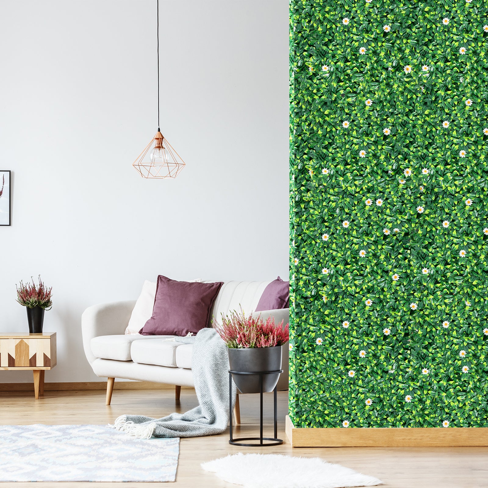 Küste Kunstpflanze Wandhecke Efeublätter Sichtschutz Dämmerungshecke Pflanzen Windschutz grüne Hecke 50 x 50 cm