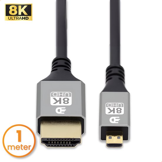 Drivv. Premium Micro HDMI zu HDMI Kabel 2.1 - 8K 60Hz / 4K 120Hz Ultra HD - Geeignet für Kamera