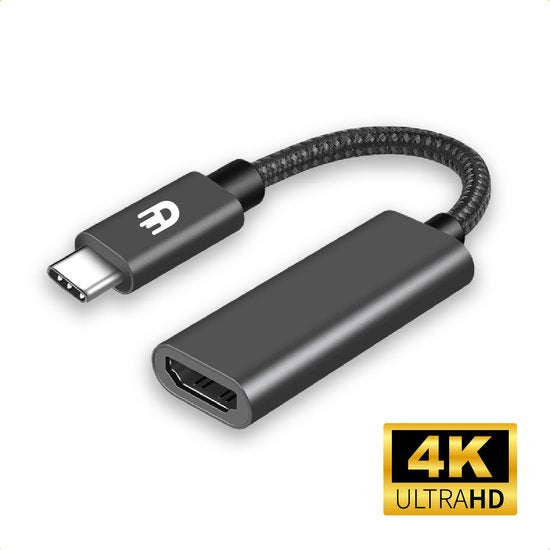 Drivv. USB C zu HDMI Adapter - Unterstützt 4K 60Hz - Thunderbolt 3 - Nylon - Grau