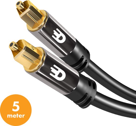 Drivv. Optisches Premium Toslink-Kabel - Optisches Audiokabel - Soundbar - Stecker zu Stecker - 5 Meter - Schwarz