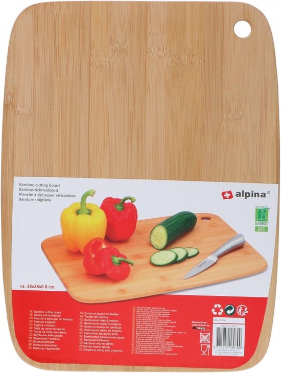 alpina Schneidebrett Holz - 38x28x0.8cm - Brotbrett - Bambus