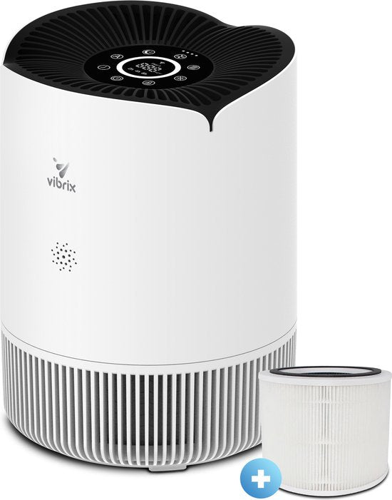 Vibrix PureFlow30 Luftreiniger - 30 m² - Automatikmodus + 5-in-1 Filtersystem - Luftqualitätsanzeige - Ionisator - Luftfilter - Luftreiniger mit HEPA-Filter