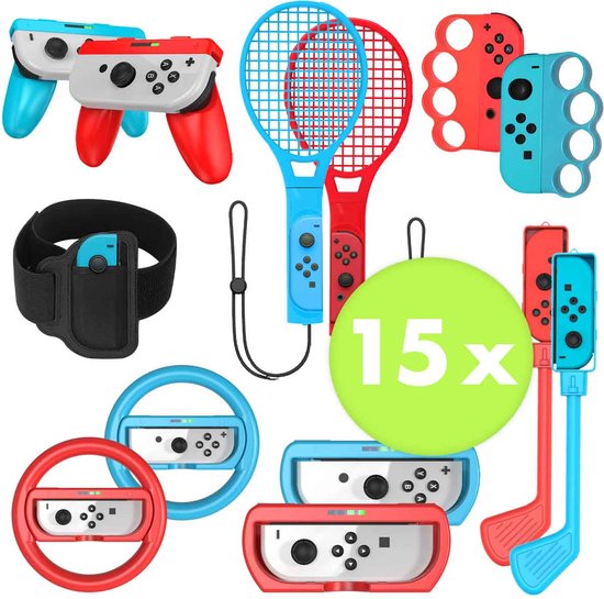 iMoshion 15-teiliges Set passend für Nintendo Switch (OLED) - Spielzubehör und Schutz - Golfschläger