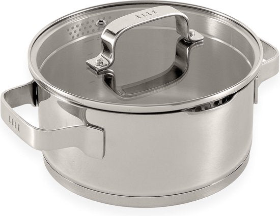 ELLE Gourmet Modern Edelstahl Kochtopf mit Deckel - Ø 20 cm - Kochtopf - PFAS frei - Induktion