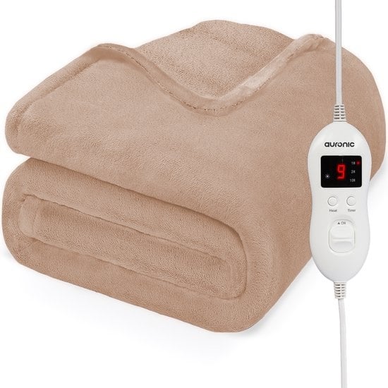 Auronic - Electric Blanket - Wärmedecke - 9 Wärmestufen - 2 Personen - 200x150 - Hellbraun