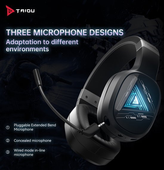 TAIDU THS320Pro - 2.4GHz Wireless Gaming Headset - Bluetooth Headset - mit Mikrofon - Geeignet für PS4/PS5