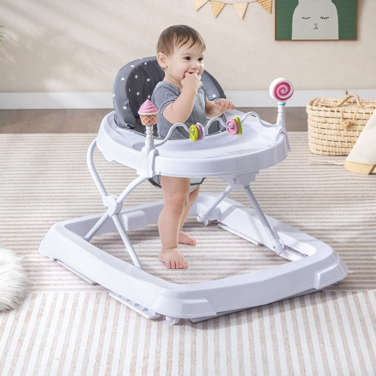 Coast Lauflernhilfe für Babys - verstellbar - abnehmbares Sitzkissen - grau