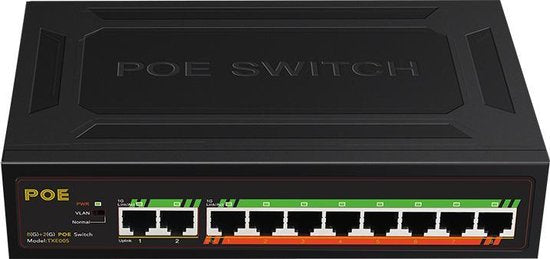 SBVR Netzwerk-Switch - 10 Ports - PoE-Switch - RJ45 Internet-Splitter - 1 Gbps