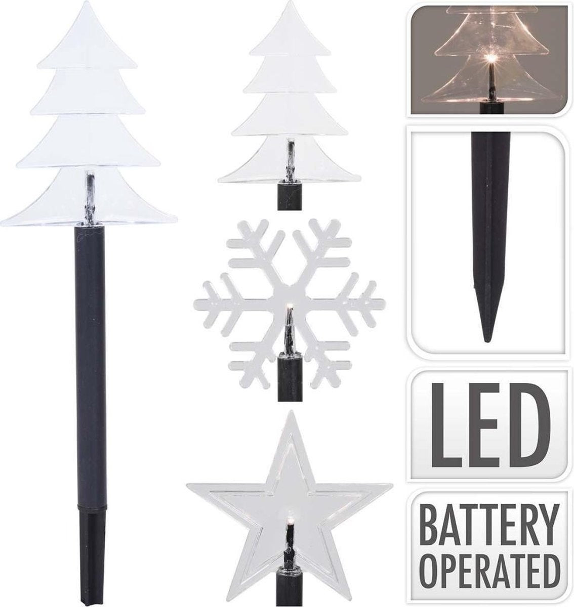 S.I.A. LED-Weihnachtslichter am Boden Pin IP44 + Timer 5 Stück sortiert