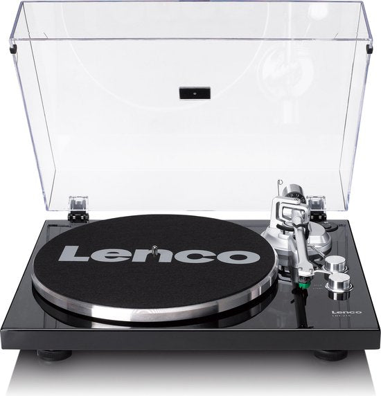 Lenco Plattenspieler mit Bluetooth - Metall-Plattenspieler Tonarm und Gegengewicht - Lenco Expertise line - LBT-215BK - Piano Black