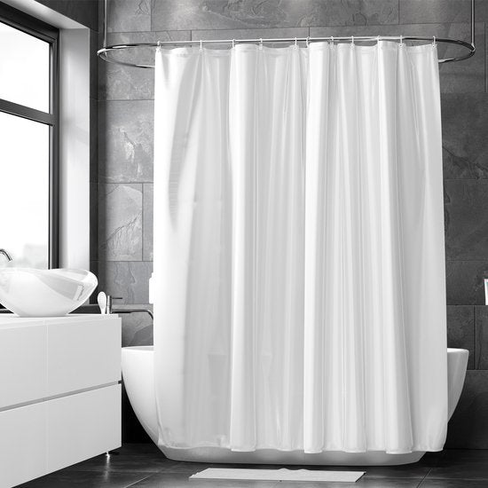 Loti Living Duschvorhang Anti-Schimmel - Weiß - Inklusive Ringe - Wasserdicht - Polyester - Duschvorhang 180x200 cm