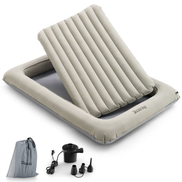 COAST Aufblasbares Reisebett für Kleinkinder - 2-in-1 Kinderbett mit herausnehmbarer Innenmatratze - 165 x 118 x 20 cm - Grau – Bild 2