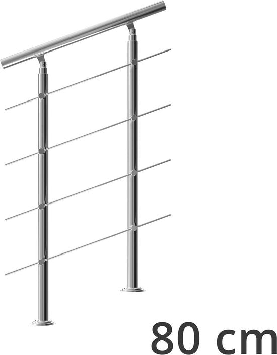 Monzana Handlauf 80 cm - Mit 4 Stäben - Edelstahl