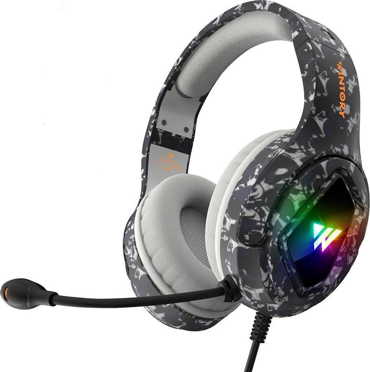 WINTORY M1 RGB light Gaming-Headset mit Stereomikrofon für PS4/PS5 Laptops-Xbox One - Camouflage Schwarz