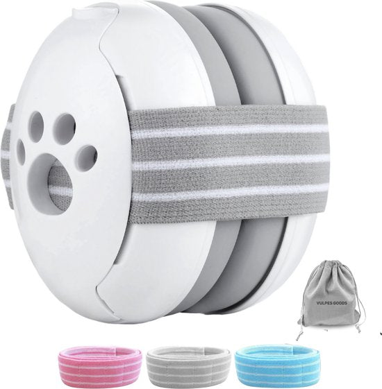 Vulpes Goods® BabyCare - Gehörschutz Kids PRO - Zertifizierte Baby-Ohrschützer - Geeignet für Babys und Kleinkinder bis zu 36 Monaten - 25 dB Geräuschreduzierung für maximalen Gehörschutz - Inkl. 3 Stirnbänder & Reisetasche