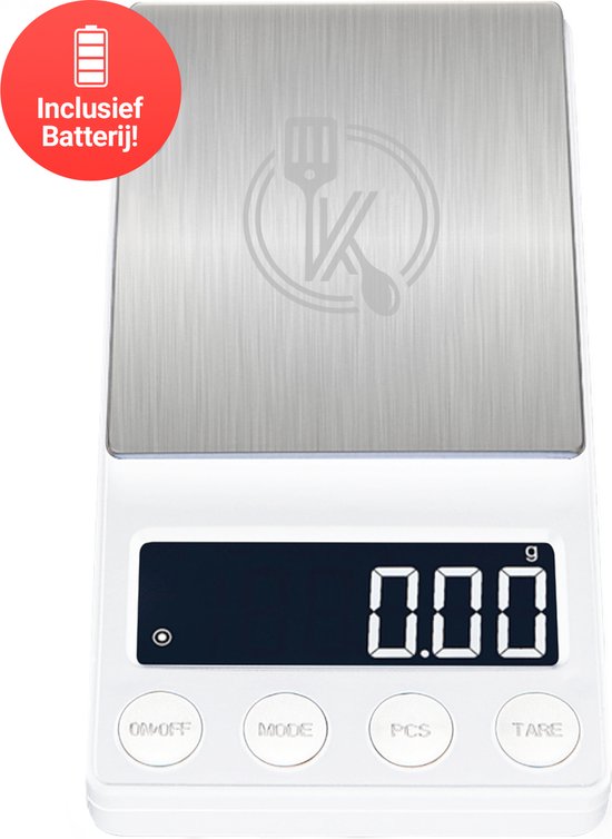 Kitchenwell digitale Mini-Präzisionsküchenwaage weiß - 0