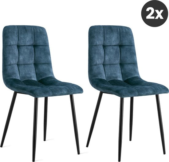 Refurna - Esstischstuhl Yerevan Velvet Petrol 2er-Set