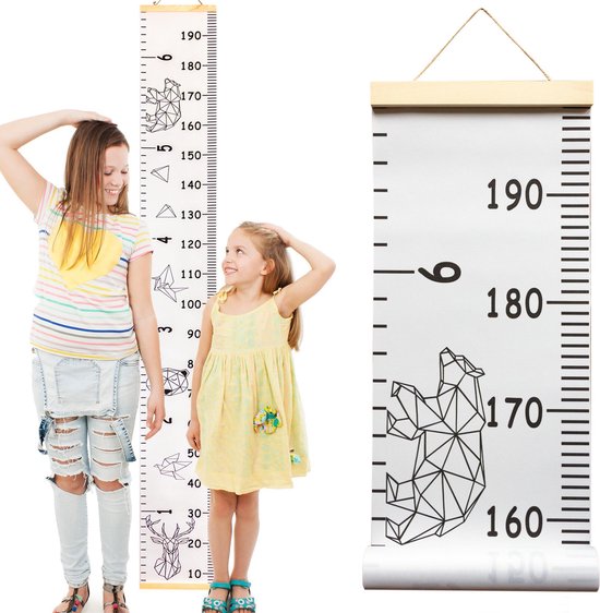 Frummel Growthimeter Wood & Canvas Animals Graphic - Kinderzimmer Dekoration | Babyzimmer Accessoires | Wanddekoration | Mutterschaftsgeschenk | Kinderzimmer Dekoration