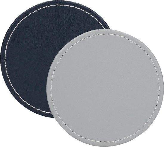 Creative Tops Untersetzer 10 Cm Kunstleder Grau/Blau 4 Stück