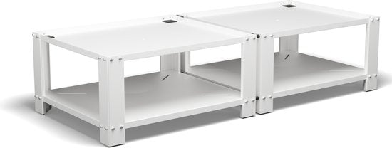 Bodo® - Waschmaschinenkonsole - Doppelwaschmaschinenkonsole mit Regal - Waschmaschinensockel - Universal - Weiß