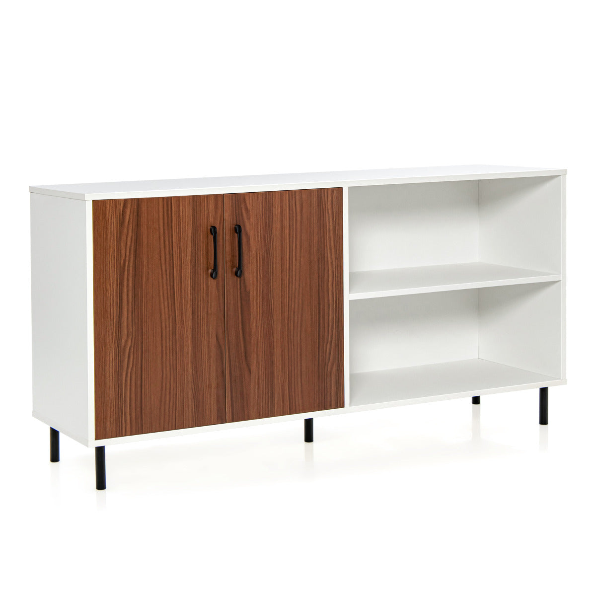 Moderner Buffetschrank Credenza-Schrank mit offenen Türen und Fächern Küchenschrank mit Metallbeinen Barschrank – Bild 2