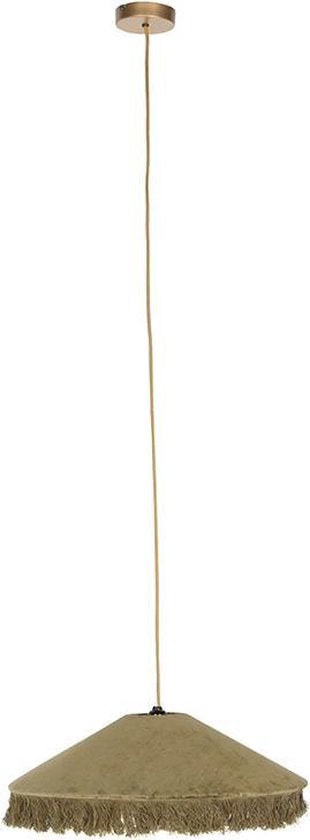 QAZQA fringe - Art Deco Hängeleuchte mit Schirm - 1 Licht - Ø 500 mm - Grün - Wohnzimmer | Schlafzimmer | Küche