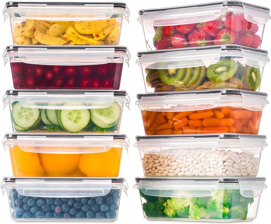 Stosh Freshness Schalen - Meal Prep Schalen - Gefrierschalen - 10 Stück - 1L - Kunststoff - BPA frei
