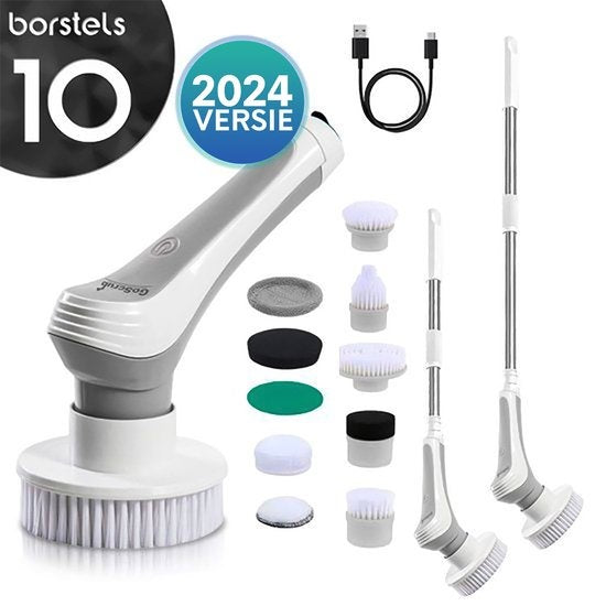 GoScrub® Cleaning Master – Elektrische Reinigungsbürste mit 10 Aufsätzen für Küche und Bad – Handgriff Schrubber
