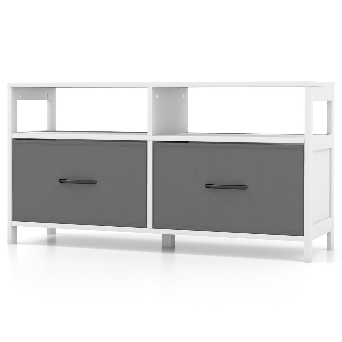 Coast Storage Cabinet - 2 Stoffschubladen und 2 offene Fächer - 100 x 30 x 53 cm - MDF - Weiß