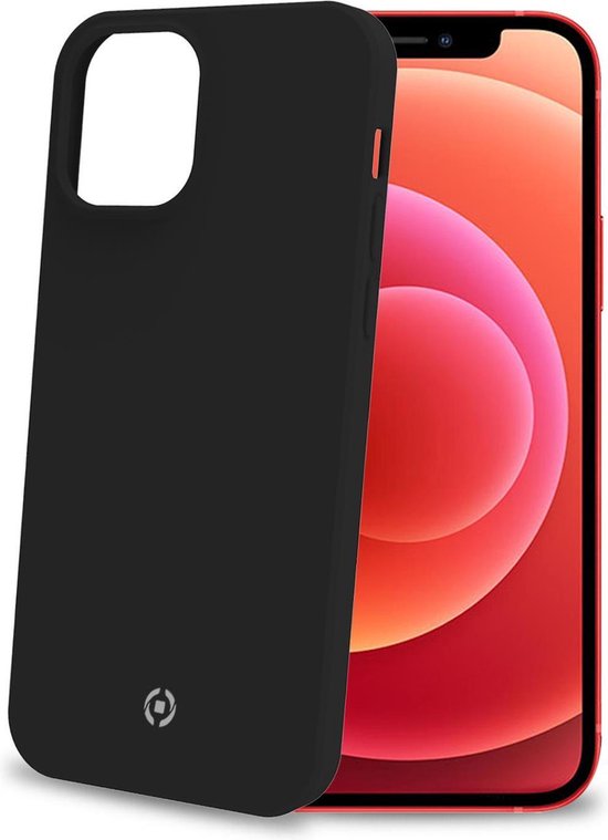 Celly Feeling iPhone 12 Pro Max Fall - Silikon außen mit Anti-Kratzer innen - Schwarz
