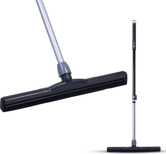 CLEANLY Bodenwischer mit Griff Teleskop 114-142 cm - Badezimmer-Bodenwischer - Wasserwischer - Duschwischer - Doppeltes EVA Schaumstoff - Breite 43.5 cm - Schwarz