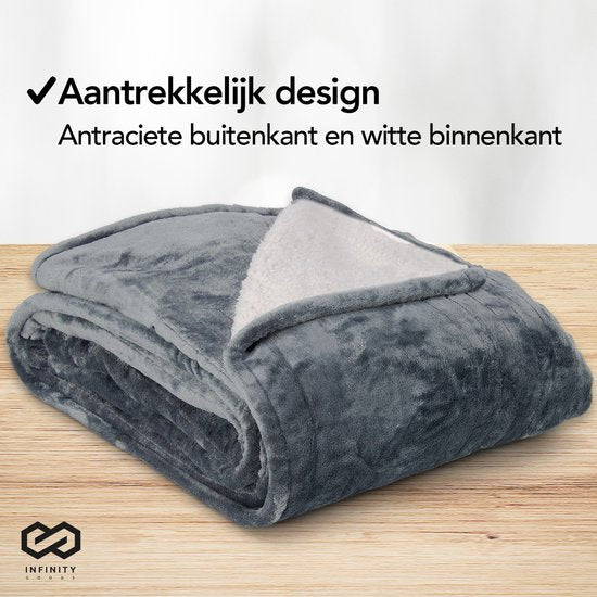 Infinity Goods - Electric Blanket - Heizdecke - 2-Personen - 180 x 160 cm - Mit Timer - Decke - Fleece - Anthrazit