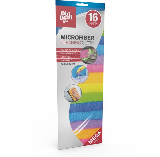 Dirt Devil Mikrofasertücher - 16 Stück - Mikrofasertuch - Fenstertuch - Langlebig - Mehrere Farben