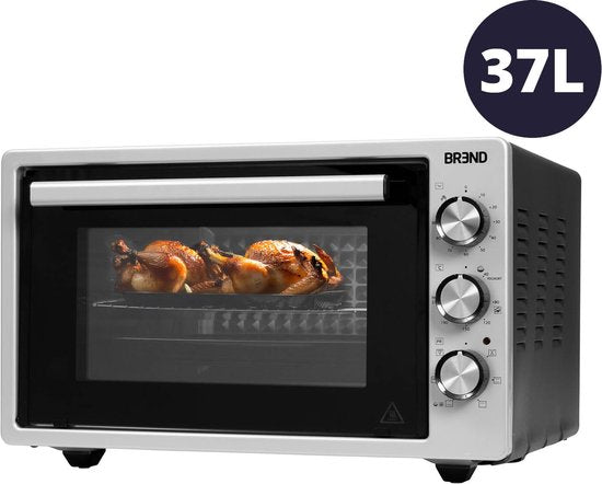 BREND BR-2210 Freistehender Elektrobackofen - 37 Liter - Mini-Backofen - 1500W - mit Selbstreinigungsfunktion - 90 min. Timer - inkl. Zubehör - bis zu 240 Grad - rostfreier Stahl