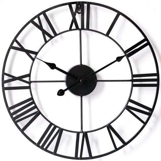 Goliving - Wanduhr - Geräuschloses Uhrwerk - Metall - Ø 40cm - Schwarz