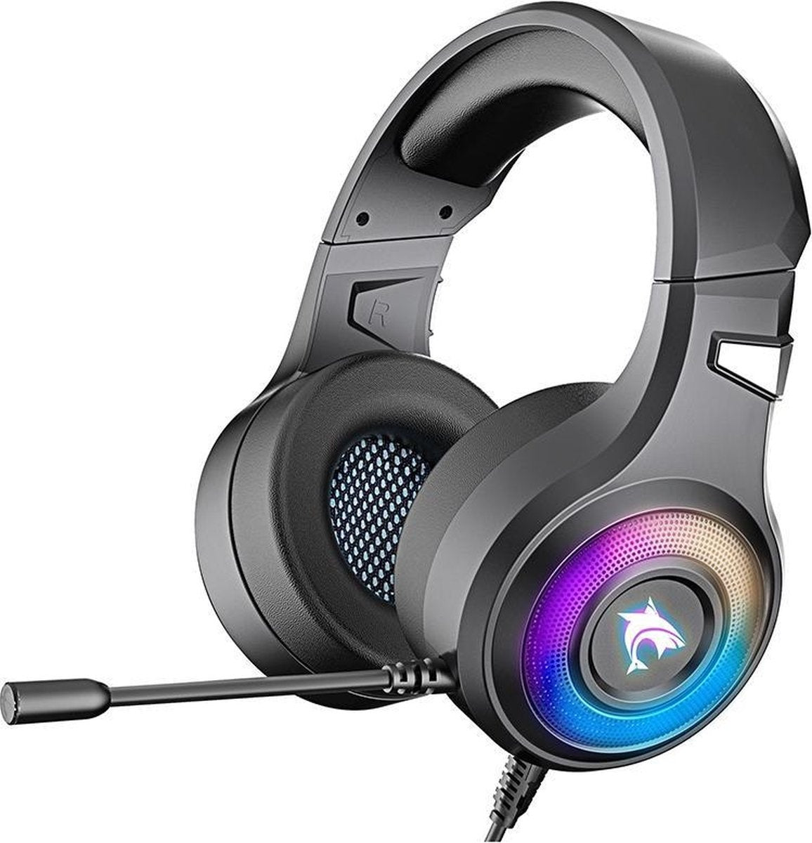 J-ANKKA - Over-Ear-Kopfhörer - F2 RGB - Gaming-Headset mit Mikrofon - Schwarz